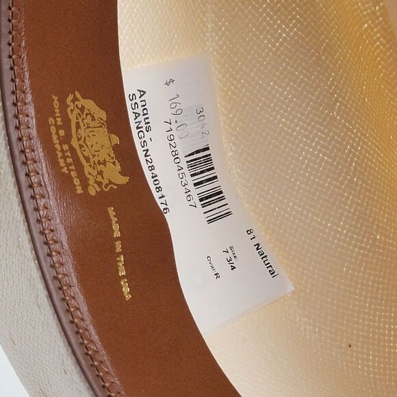 Stetson 10x Spartan Natural Straw Round Oval Western Cowboy Hat 7 1/4 NWD - Picture 13 of 16